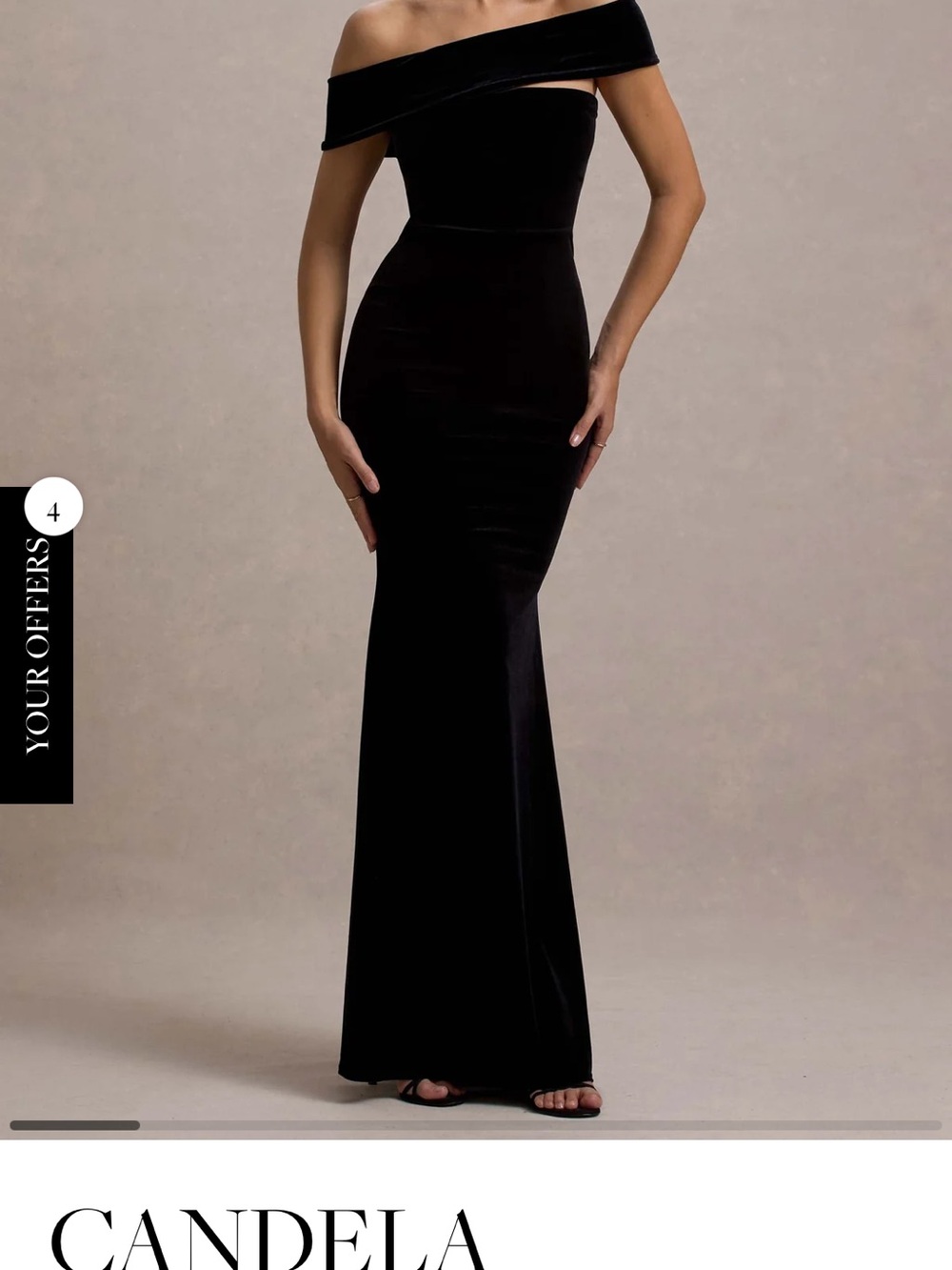 Candela Off-Shoulder Black Velvet Evening Gown